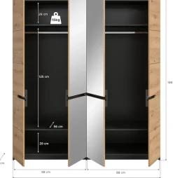 Home affaire Kleiderschrank »REHAT, Breite 180 cm, 4 Türen, 2 Kleiderstangen, 4 Ablageböden« 2 Stk. tlg. Schlafzimmerschrank, Schrank, Garderobenschrank, Garderobe