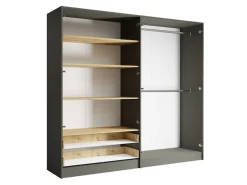Home affaire Kleiderschrank »Kleiderschrank Loreto mit Schubkästen und Spiegel, B/T/H 220/54/202 cm« Schrank mit Drehtüren und Schubladen, Spiegel und MDF-Lamellen