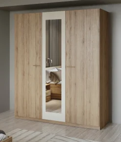 Home affaire Kleiderschrank »Bitry, Wäscheschrank incl. kompletter Innenausstattung« Kleiderschrank, verstellbare Einlegeböden 22 mm stark, Spiegeltür