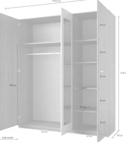 Home affaire Kleiderschrank »Bitry, Wäscheschrank incl. kompletter Innenausstattung« Kleiderschrank, verstellbare Einlegeböden 22 mm stark, Spiegeltür