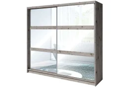 Home affaire Kleiderschrank »PRESSAC mit viel Stauraum, 10 Fächer, 2 Kleiderstangen, Breite 230cm« Garderobe mit 2 Schiebetüren und Spiegel, Maße B/T/H: 230/62/215 cm