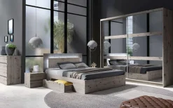 Home affaire Kleiderschrank »PRESSAC mit viel Stauraum, 10 Fächer, 2 Kleiderstangen, Breite 230cm« Garderobe mit 2 Schiebetüren und Spiegel, Maße B/T/H: 230/62/215 cm