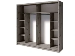 Home affaire Kleiderschrank »PRESSAC mit viel Stauraum, 10 Fächer, 2 Kleiderstangen, Breite 230cm« Garderobe mit 2 Schiebetüren und Spiegel, Maße B/T/H: 230/62/215 cm