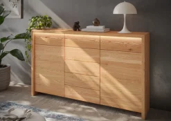Home affaire Kombikommode »Léopoldine« Kommode aus Kernbuche, Breite 188cm, inkl. LED-Beleuchtung