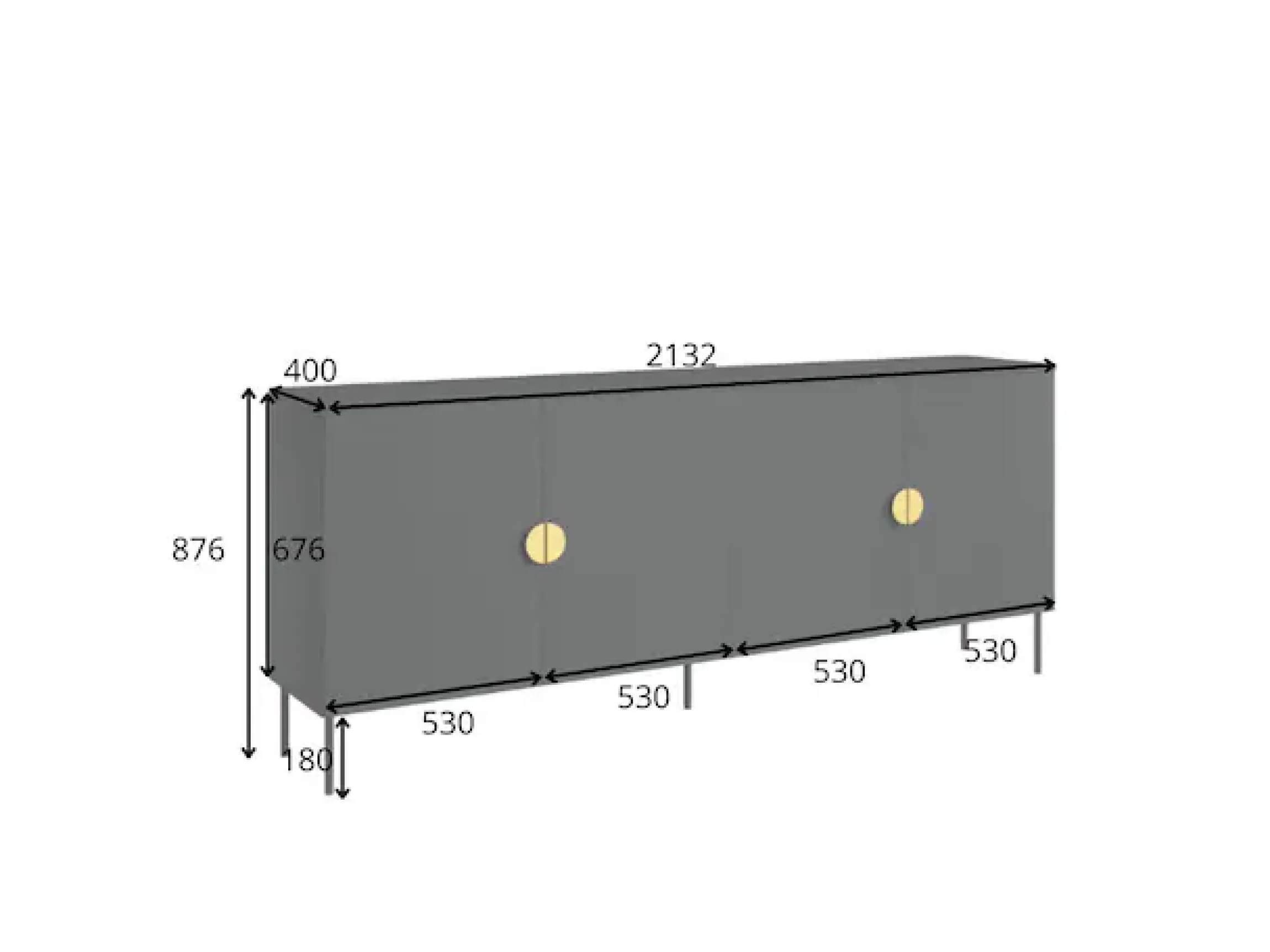 Home affaire Kommode »BELLOT Sideboard mit 4 Fächer, 4 Türen, B/T/H: 213/40/87,6 cm« Schubkastenkommode mit Metallgriffen und viel Stauraum