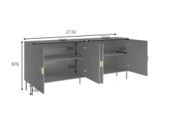 Home affaire Kommode »BELLOT Sideboard mit 4 Fächer, 4 Türen, B/T/H: 213/40/87,6 cm« Schubkastenkommode mit Metallgriffen und viel Stauraum