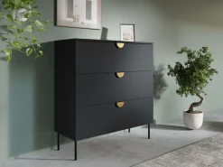 Home affaire Kommode »BELLOT Sideboard mit 3 Schubladen, Maße B/T/H: 100/40/107 cm« auf Metallfüßen, mit goldenen Metallgriffe