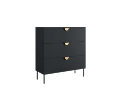 Home affaire Kommode »BELLOT Sideboard mit 3 Schubladen, Maße B/T/H: 100/40/107 cm« auf Metallfüßen, mit goldenen Metallgriffe