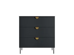 Home affaire Kommode »BELLOT Sideboard mit 3 Schubladen, Maße B/T/H: 100/40/107 cm« auf Metallfüßen, mit goldenen Metallgriffe