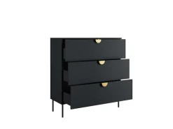 Home affaire Kommode »BELLOT Sideboard mit 3 Schubladen, Maße B/T/H: 100/40/107 cm« auf Metallfüßen, mit goldenen Metallgriffe