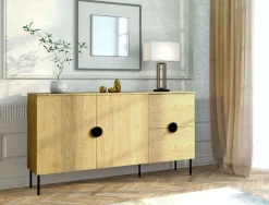 Home affaire Kommode »BELLOT Sideboard mit 2 Schubladen und 2 Türen, B/T/H: 213/40/87,6 cm« Schubkastenkommode mit Metallgriffen und viel Stauraum