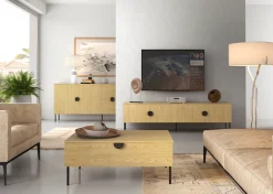 Home affaire Kommode »BELLOT Sideboard mit 2 Schubladen und 2 Türen, B/T/H: 213/40/87,6 cm« Schubkastenkommode mit Metallgriffen und viel Stauraum