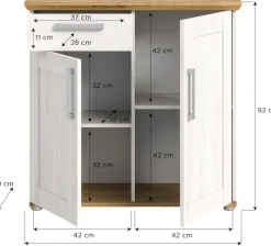 Home affaire Kommode »COSENZA, Breite 95 cm, 2 Türen, 1 Schubkasten« in Landhausoptik, Anrichte, Schrank, Sideboard