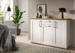 Home affaire Kommode »COSENZA, Breite 137 cm, 3 Türen, 1 Schubkasten« in Landhausoptik, Anrichte, Schrank, Sideboard