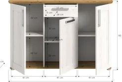 Home affaire Kommode »COSENZA, Breite 137 cm, 3 Türen, 1 Schubkasten« in Landhausoptik, Anrichte, Schrank, Sideboard