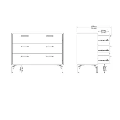 Home affaire Kommode »Dana, Aufbewahrung, Schubladenschrank, Stauraum« Sideboard mit 3 Schubladen, Metallbeine, Breite 99 cm