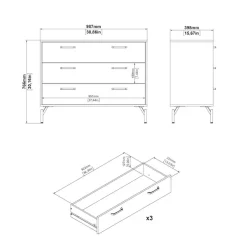 Home affaire Kommode »Dana, Aufbewahrung, Schubladenschrank, Stauraum« Sideboard mit 3 Schubladen, Metallbeine, Breite 99 cm