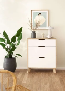 Home affaire Kommode »Ikast, Schubladenschrank, Aufbewahrung, Stauraum« 3 Schubladen, Eingriffsmulden, Breite 79 cm
