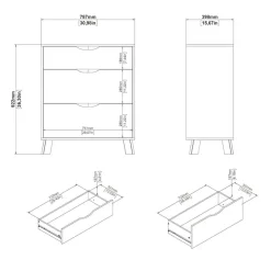 Home affaire Kommode »Ikast, Schubladenschrank, Aufbewahrung, Stauraum« 3 Schubladen, Eingriffsmulden, Breite 79 cm