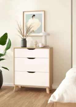 Home affaire Kommode »Ikast, Schubladenschrank, Aufbewahrung, Stauraum« 3 Schubladen, Eingriffsmulden, Breite 79 cm