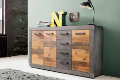 Home affaire Kommode »Ilana« Kommode mit 3 Türen & 4 Schubladen - (B/T/H) 151/37/86 cm