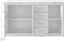 Home affaire Kommode »Ilana« Kommode mit 3 Türen & 4 Schubladen - (B/T/H) 151/37/86 cm