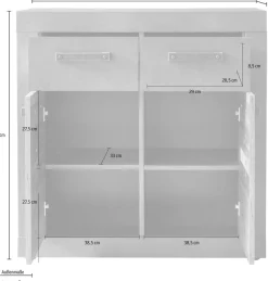 Home affaire Kommode »Ilana« Kommode mit 2 Türen & 2 Schubladen - (B/T/H) 82/37/86 cm