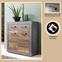 Home affaire Kommode »Ilana« Kommode mit 2 Türen & 2 Schubladen - (B/T/H) 82/37/86 cm