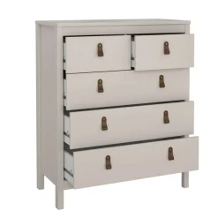 Home affaire Kommode »Madrid, Aufbewahrung, Schubladenschrank, Stauraum« Skandinavisches Design, Wahlweise Leder- oder Metallgriffe