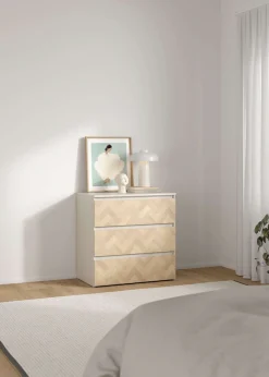 Home affaire Kommode »Maise in Holzoptik mit elegantem Fischgrätmuster« Fischgrätdekorfronten für einen modernen Wohnstil