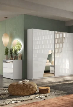 Home affaire Kommode »Malmo, Schubkastenkommode B/T/H 111/50/95 cm, mit 3 Schubkästen,« offene Ablage, Top 22 mm stark, Metallgriff, Weiss Hochglanz Lack
