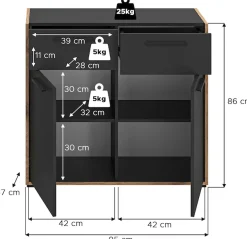 Home affaire Kommode »MUSTA, Breite: 95cm, 2 Schubkästen, 2 Türen, 4 Fächer« Anrichte, Sideborad, Highboard, Schrank, Schuhkommode, Flurkommode