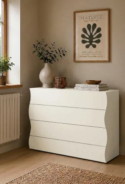 Home affaire Kommode Onda, 89cm breit, Kaschmir matt, mit 4 Schubladen, Made in Italy