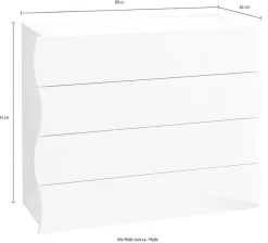 Home affaire Kommode Onda, 89cm breit, Kaschmir matt, mit 4 Schubladen, Made in Italy