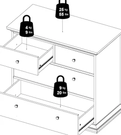 Home affaire Kommode »Paris, Aufbewahrung, Schubladenschrank, Stauraum« mit 4 Schubladen, Breite 96 cm, Höhe 87 cm
