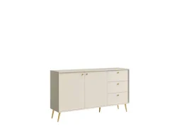 Home affaire Kommode »ROMELIS Sideboard mit 3 Schubladen und 2 Türen, B/T/H: 156/40,5/89 cm« Beige Kommode mit goldenen Griffen auf goldenen Füßen, viel Stauraum