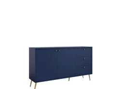 Home affaire Kommode »ROMILDA Sideboard mit 3 Schubladen und 2 Türen, B/T/H: 156/40,5/89 cm« Kommode mit goldenen Griffen auf goldenen Füßen, viel Stauraum