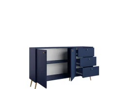 Home affaire Kommode »ROMILDA Sideboard mit 3 Schubladen und 2 Türen, B/T/H: 156/40,5/89 cm« Kommode mit goldenen Griffen auf goldenen Füßen, viel Stauraum
