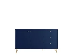 Home affaire Kommode »ROMILDA Sideboard mit 3 Schubladen und 2 Türen, B/T/H: 156/40,5/89 cm« Kommode mit goldenen Griffen auf goldenen Füßen, viel Stauraum