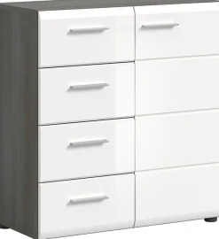 Home affaire Kommode »Rumba, Breite 80cm, in Rauchsilber Nachbildung/Weiß Hochglanz« Kommode, Sideboard, Schrank