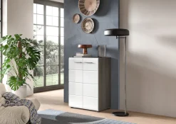 Home affaire Kommode »Rumba, Breite 60cm, in Rauchsilber Nachbildung/ Weiß Hochglanz« Kommode, Sideboard, Schrank