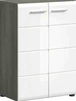 Home affaire Kommode »Rumba, Breite 60cm, in Rauchsilber Nachbildung/ Weiß Hochglanz« Kommode, Sideboard, Schrank