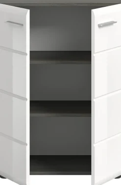 Home affaire Kommode »Rumba, Breite 60cm, in Rauchsilber Nachbildung/ Weiß Hochglanz« Kommode, Sideboard, Schrank