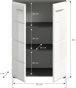 Home affaire Kommode »Rumba, Breite 60cm, in Rauchsilber Nachbildung/ Weiß Hochglanz« Kommode, Sideboard, Schrank