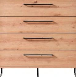 Home affaire Kommode »Sardinia, Sideboard mit 4 Schubkästen, B/T/H: 91x92,5x42cm« mit 4 Schubladen, mit trendigen schwarzen Griffen und Metallfüße