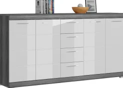 Home affaire Kommode »SIENA, Breite 165cm, 4 Türen, 4 Schubkästen, 8 Einlegeböden, 12 Fächer« hochwertige Rillenfräsung in MDF Front,Schuhkommode, Schuhschrank, Anrichte, Sideboard