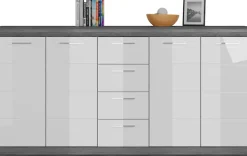 Home affaire Kommode »SIENA, Breite 165cm, 4 Türen, 4 Schubkästen, 8 Einlegeböden, 12 Fächer« hochwertige Rillenfräsung in MDF Front,Schuhkommode, Schuhschrank, Anrichte, Sideboard