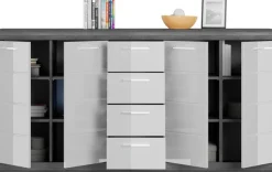 Home affaire Kommode »SIENA, Breite 165cm, 4 Türen, 4 Schubkästen, 8 Einlegeböden, 12 Fächer« hochwertige Rillenfräsung in MDF Front,Schuhkommode, Schuhschrank, Anrichte, Sideboard
