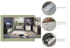 Home affaire Kommode »SIENA, Breite 165cm, 4 Türen, 4 Schubkästen, 8 Einlegeböden, 12 Fächer« hochwertige Rillenfräsung in MDF Front,Schuhkommode, Schuhschrank, Anrichte, Sideboard
