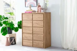 Home affaire Kommode »Zetra Schubladenschrank, 5 Schubladen/1 Tür mit Soft-Close-Function« Fertig montiert, Eiche Massivholz, Breite 88 cm